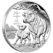Silver Numis Australian Lunar Ox 2021 Proof Coin 1/2 oz