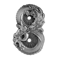 Silver Numis Figure Eight Dragon & Rabbit Antique 2023 3 oz