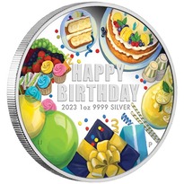 Silver Numis Happy Birthday 2023 Colored Proof 1 oz Coin