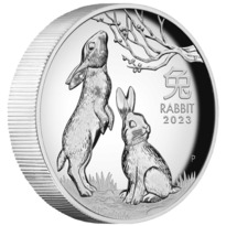 Silver Numis Australian Lunar Rabbit 2023 Proof HR Coin 1 oz
