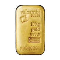 Gold 100 gram Valcambi Suisse Cast Bar