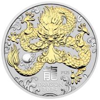 Silver Numis Australian Lunar Dragon 2024 Gilded Coin 1 oz
