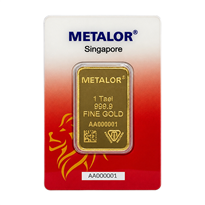 Gold Minted Bar Metalor (SG Lion Head Assay Card) - 37.5 gram