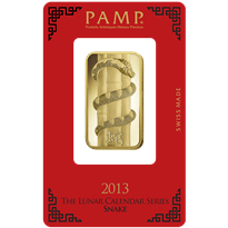 Gold Minted Bar PAMP Suisse Lunar Snake 2013 – 1 oz