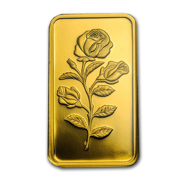 PAMP Suisse Rosa gold bar, rose design