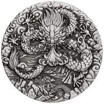 Silver Numis Australian Lunar Dragon 2024 Antique Coin 2 oz