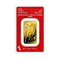 Gold Minted Bar Argor-Heraeus Lunar Horse 2026 - 1 oz