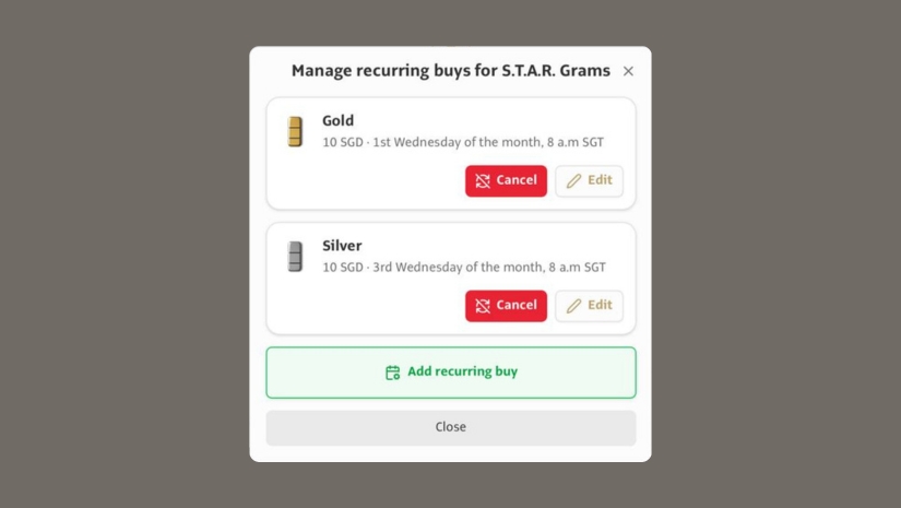 Manage multiple recurring buys for S.T.A.R. Grams