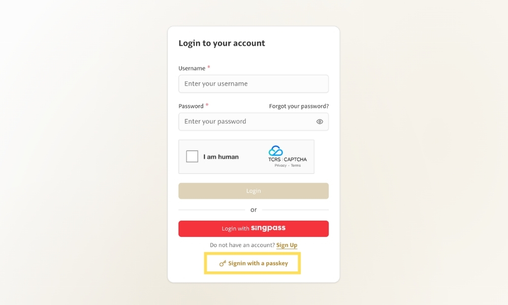 Select Sign in with a passkey on the Silver Bullion login page