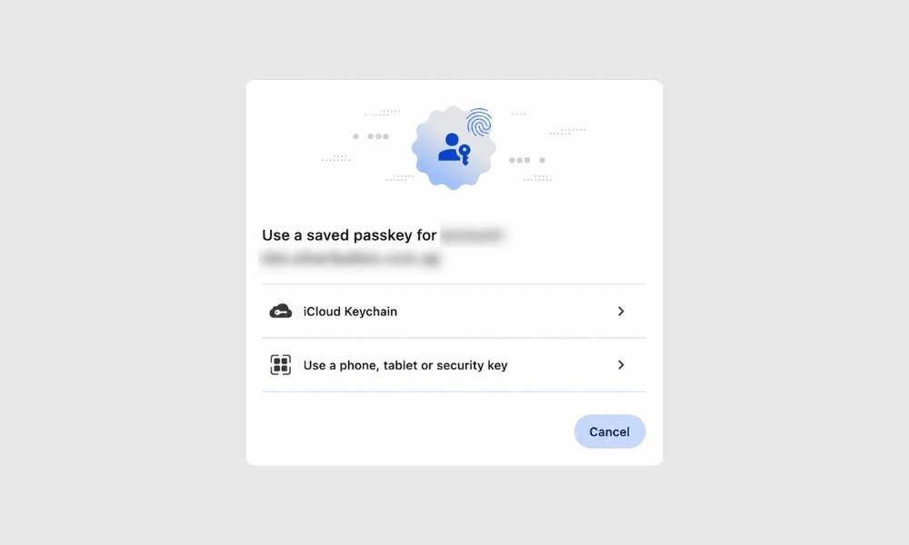 Select a saved passkey