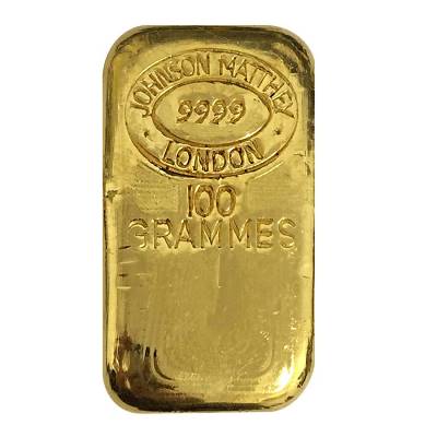Gold 100 gram Johnson Matthey cast bar