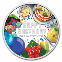 Silver Numis Happy Birthday 2024 Colored Proof 1 oz Coin