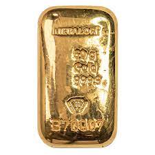 Gold 50 gram Metalor cast bar