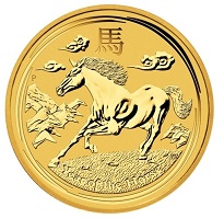 2014年 Lunar Series II 1 oz typeset 馬 Australian Lunar Series II 2014 Horse 1oz Silver Gilded Edition